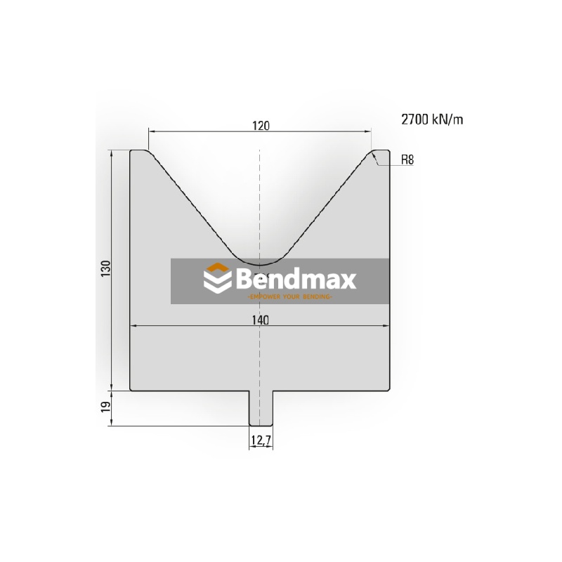 acute single V die with R8 radius
