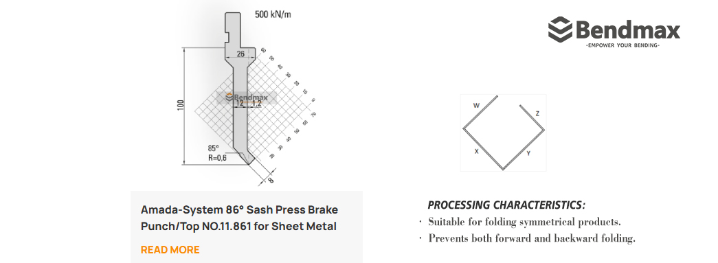 Bendmax sash press brake punch for sheet metal forming